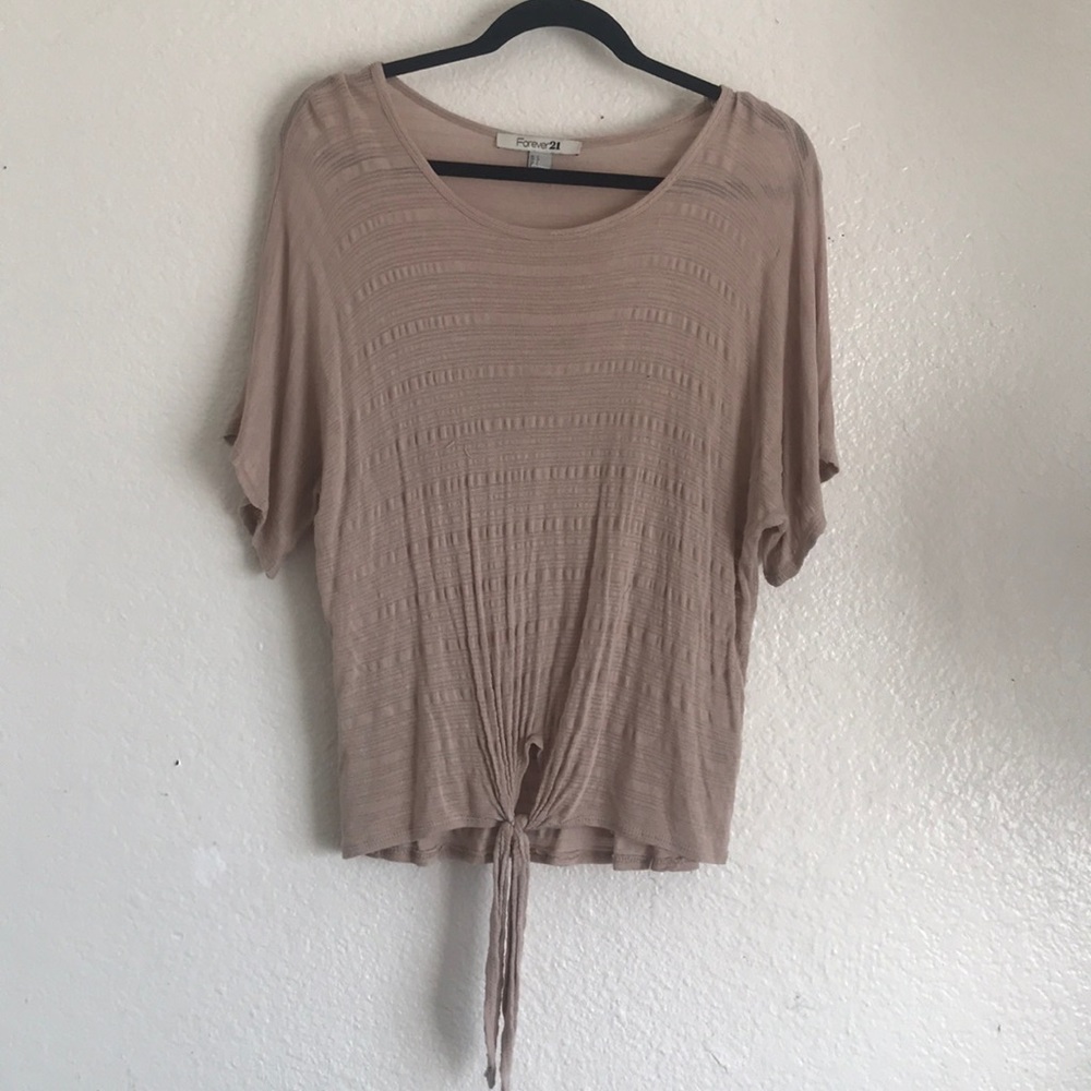 Cream/beige Front tied tee